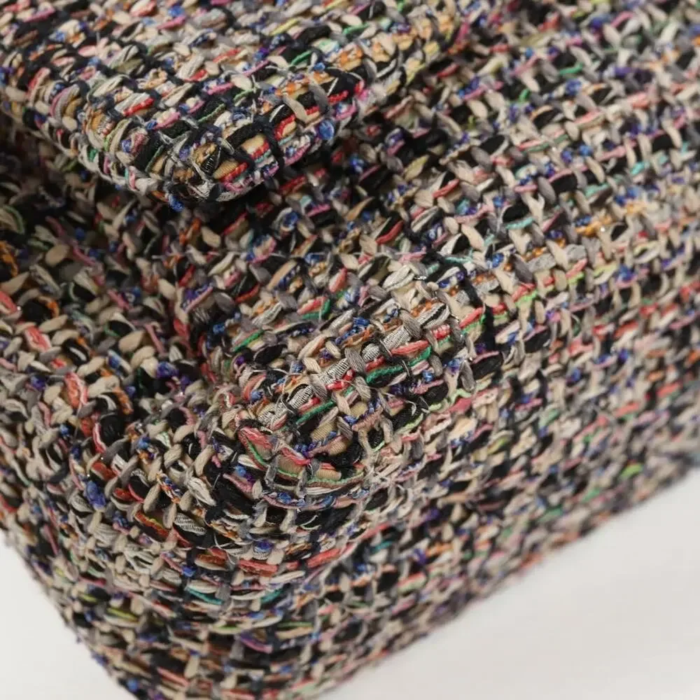 Chanel Matelasse Tweed Camellia Chain Shoulder Bag Multicolor